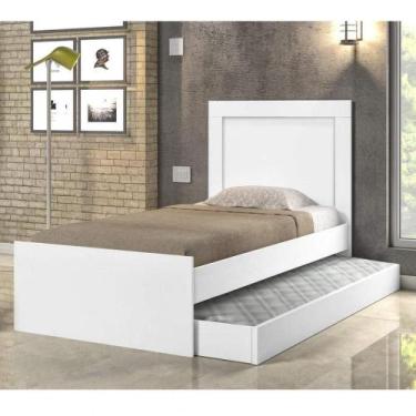 Imagem de Cama Luara Solteiro 0,88cm Com Auxiliar Branco - Cambel - VJ MÓVEIS