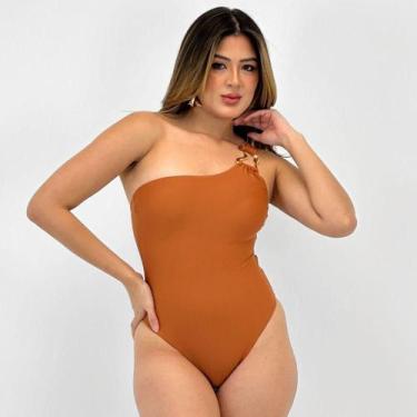 Imagem de Maiô Bana Bana Tanga 1 Ombro Só Feminino, G, Conhaque