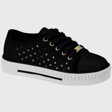 Imagem de Tênis Casual Menina Molekinha Gliter Preto/Branco 2565.108, 31, Preto,