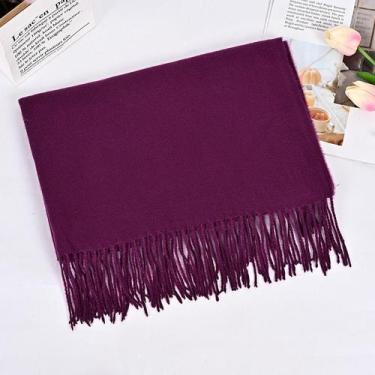 Imagem de Cachecol Lenço Xale Hijab Echarpe Manta Pashmina Unissex Cor:RoxoTaman