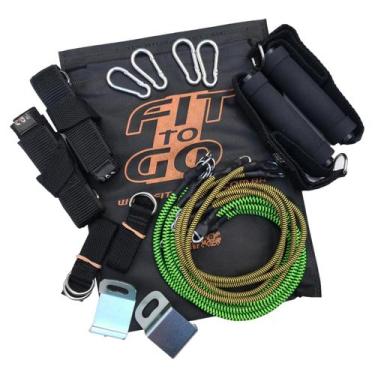 Imagem de Kit Extensores Elásticos Exercícios Ginastica Fittogo Cord 60kg elásti