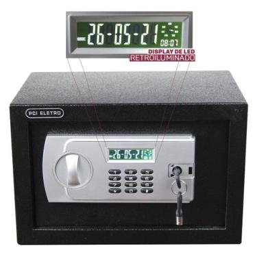 Imagem de Cofre display eletronico digital - chave senha 20mm - 6kg - 8 litros -