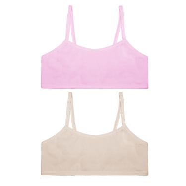 Imagem de Kit 2 Tops Infantil DelRio Microfibra Rosa e Bege