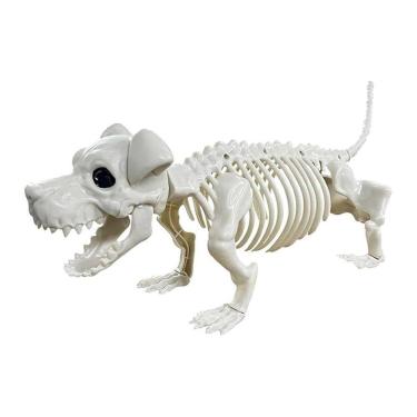 Imagem de Decoração de Halloween Esqueleto Cachorro Salsicha Plástico Branco Cromus
