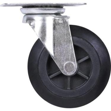 Imagem de Rodízio Fixo 4 para Carrinho de Carga 70KG com Base Giratória Preto Wo