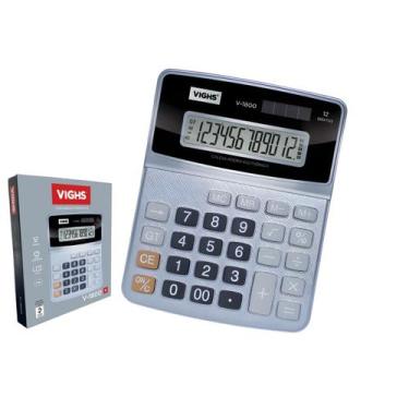 Imagem de Calculadora de Mesa Pequena V1800 12 Dígitos Prata - Vighs