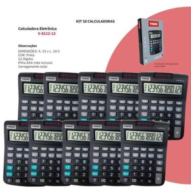 Imagem de Kit 10 Calculadoras Vighs V8112-12 12 Dígitos