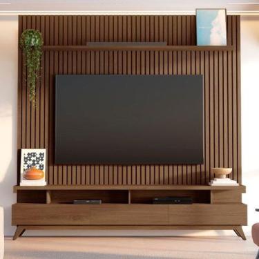 Imagem de Rack com Painel Ripado para TV até 85 Polegadas 100% MDF 230,5CMX250CM