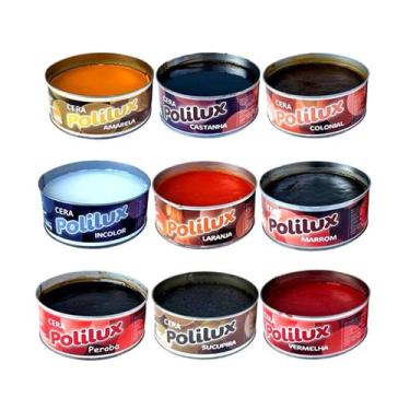 Imagem de Kit 9 Cera Pastosa Polilux Mais Brilho Todas Cores Lata 400G
