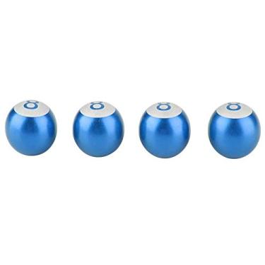 Imagem de KIMISS 4 peças de tampas de haste de válvula de ar de pneu, motocicleta, carro, caminhão, 8 esferas, tampas de haste de válvula de ar de pneu (azul)