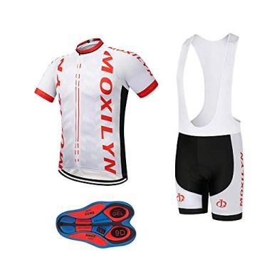Imagem de MOXILYN Conjunto de camisa masculina de ciclismo de secagem rápida + shorts com kit de roupas de equitação MTB acolchoado com gel 9D