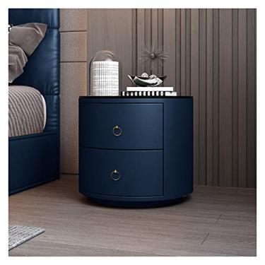 Imagem de Mesas de cabeceira redondas de couro para quarto simples de couro de ardósia mesa de cabeceira de vidro temperado com gavetas Mesas de cabeceira para quarto (cor: 10, tamanho: Bancada preta)