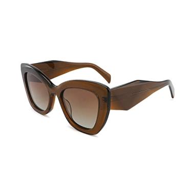 Imagem de Acetate Women Fashion Polarized Sunglasses Cat Eye Spectacles Lady Eyewear Trending Glasses Luxury,Brown with Brown,china