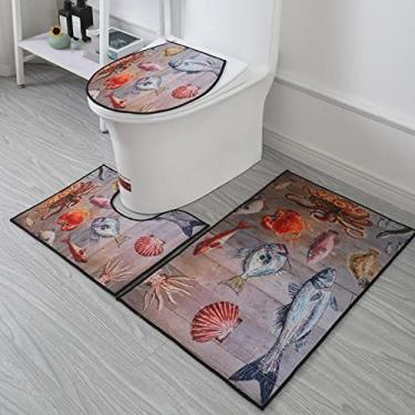 Imagem de 3 peças produtos de decoração de banheiro para casa conjunto de três peças de banheiro de mármore tapete de porta tapete de banheiro, G