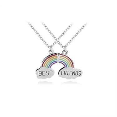 Imagem de GEVANCC Rainbow Best Friend Colar Casal Pingentes Para Sempre Amizade Colares Jóias