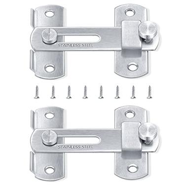 Imagem de Wapodeai Travas de aço inoxidável de 2 peças, trinco de porta de aço inoxidável premium, adequado para trinco de porta de celeiro, galinheiro, jardim, casa, banheiro, ar livre, garagem, cor primária.