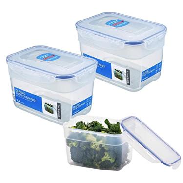 Imagem de Kit 2 potes hermético vasilha tampa 4 travas tamanho grande freezer micro ondas Lock&Lock 2400mL