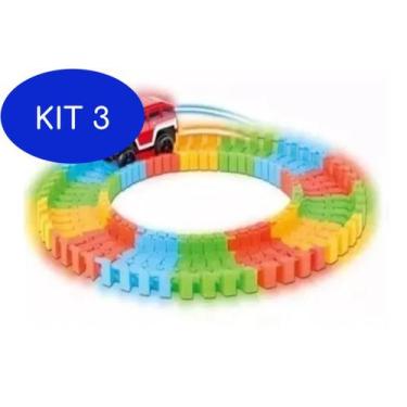 Imagem de Kit 3 Pista Trilha Maluca Infantil Rainbow Track 55 Pcs + 1 - Art Brin