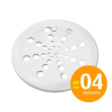 Imagem de Grelha Redonda Abre E Fecha Inox p/ Banheiro 15cm Kit 04 un