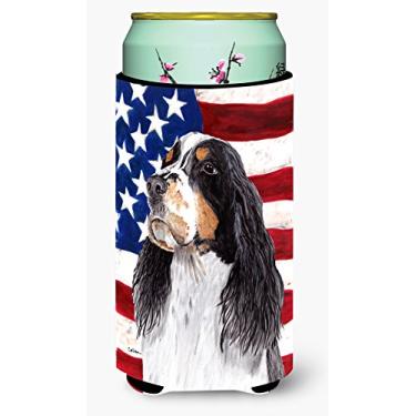 Imagem de USA American Flag with Springer Spaniel Tall Boy Beverage Insulator Beverage Insulator Hugger
