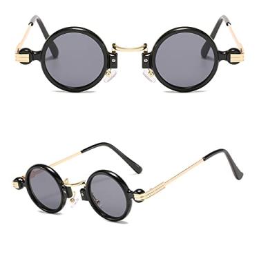 Imagem de Óculos de sol redondos vintage pequenos para homens óculos de sol de luxo designer espelho feminino tons góticos femininos, c1 preto cinza, china