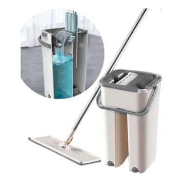 Imagem de Mop Flat Com Balde E Rodo Esfregão Mop Limpador Multiuso