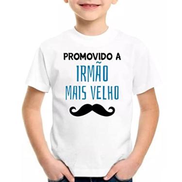Imagem de Camiseta promovido a irmão mais velho bigode blusa presente Cor:Preto com Branco;Tamanho:4 Anos