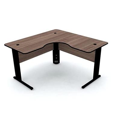 Imagem de Mesa Estação de Trabalho em L Etp1515 Maxxi Pandin Móveis Preto/walnut