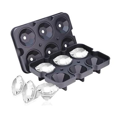 Imagem de Bandejas de gelo SAWNZC, bandejas de gelo de silicone, moldes de cubos de gelo de fácil liberação com tampa para bebidas, coquetéis, uísque