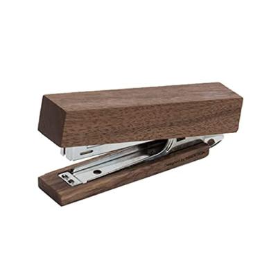 Imagem de GTTBL Grampeador de mesa de madeira para estudantes e escritório, grampeador portátil multifuncional