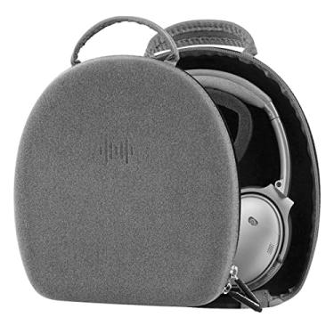 Imagem de Geekria Shield Capa para fones de ouvido compatível com Bose QC Ultra,QC45,QC35II,QC35,QC25,QC15,bolsa de transporte de viagem de proteção rígida de substituição com armazenamento de cabo(cinza)