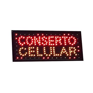 Imagem de Letreiro Led Painel Luminoso Placa De Aviso Loja - Conserto Celular