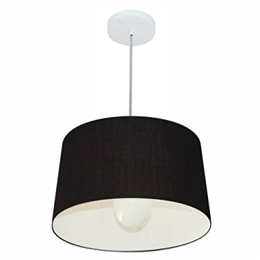 Imagem de Lustre Pendente Cone Cúpula Tecido 30/45x40 cm, Vivare Iluminação, Pendente4241 PR, Preto, Médio