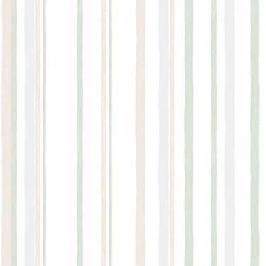 Imagem de Papel De Parede Infantil Brincar 3621 Vinílico Listrado Verde e Bege