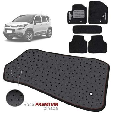 Imagem de Jogo de Tapete Carpete Tevic Pinado Citroen Air Cross Aircross 2010 11 12 13 14 15 16 17 18 Impermeável Lavável Logo Bordado 5 Peças