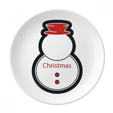 Imagem de Placa de Natal com ícone de boneco de neve decorativa de porcelana Salver louças de jantar