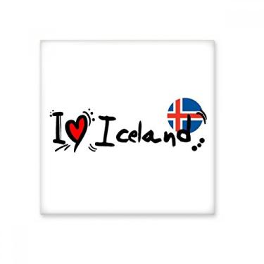 Imagem de I Love Iceland Palavra Bandeira Amor Coração Ilustração Azulejo Cerâmica Brilhante Decalque Pedra Adorna Tijolo Vitrificado