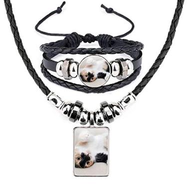 Imagem de Conjunto de joias de pulseira de couro animal de dormir com listras de gatinho para relaxar