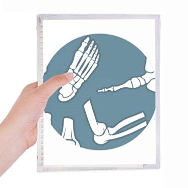 Imagem de Caderno de ilustração de desenho animado azul esqueleto humano diário de folhas soltas recarregável