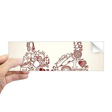 Imagem de DIYthinker Adesivo retangular com estampa de fone de ouvido de ilustração musical para notebook, janela