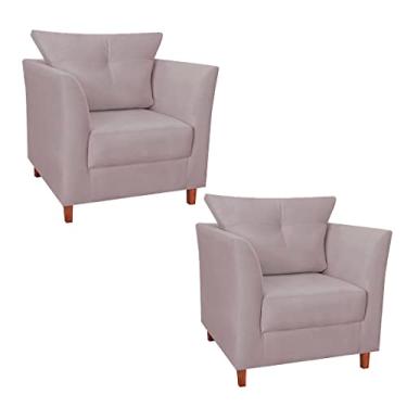 Imagem de Kit 02 Poltrona Cadeira Sofá Decorativa Isis Sala Estar Salão Beleza Suede Rosê - LM DECOR