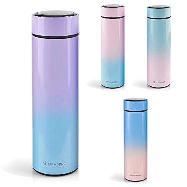 Imagem de TERMOPRO Squeeze Termico 500ml Tie Dye Inox com Filtro Inox para Agua Suco Cha Cafe Tampa Rosca Estilo Moderno Sem Vazamento Portatil Elegante para Viagem Escritório ou Academia