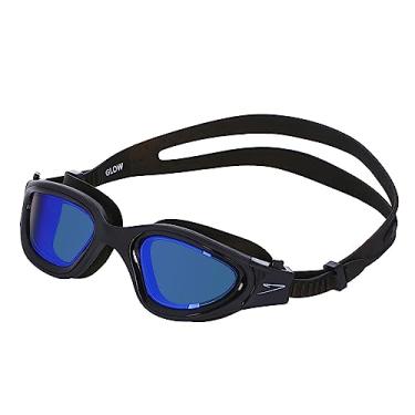 Imagem de Óculos de Natação, Speedo, Glow, Lentes REVO com Vedação Ampliada e Ajuste Confortável, Tamanho Único - Preto/Blue