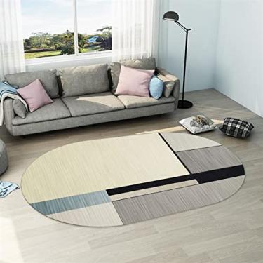 Imagem de Tapete Sala Quarto Tapete de área geométrica moderna oval, carpete para quarto, sala de estar, 2,6 x 3,9 pés Tapetes de Área (Color : G, Size : 2.6X3.9 ft)