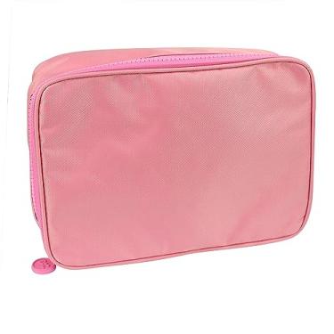 Imagem de Estojo Baú Tamanho Grande Com Divisória em Tecido Rosa