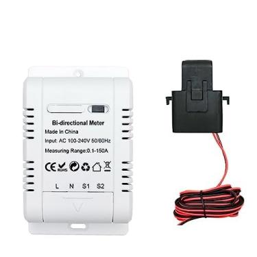 Imagem de Medidor de energia monofásico bidirecional inteligente WiFi Sistema solar fotovoltaico Medidor de monitoramento de consumo de produção com pinça de 150A Sensor de corrente Transformador Monitor