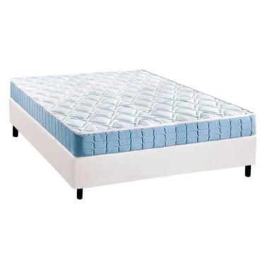 Imagem de  Cama Box Casal: Colchão Espuma Anjos Querubim + Base CRC Courano White(138x188)