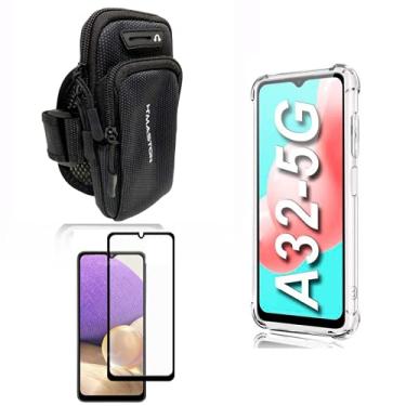 Imagem de Capinha Anti Impacto e Braçadeira Capa Porta Celular Para Corrida + Película 9d 3D Compatível Samsung Galaxy A32 5G