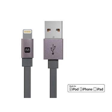 Imagem de Monoprice Série Cabernet Cabo de carregamento e sincronização sem fio certificado Apple MFi Lightning para USB, 4ft, Cinza