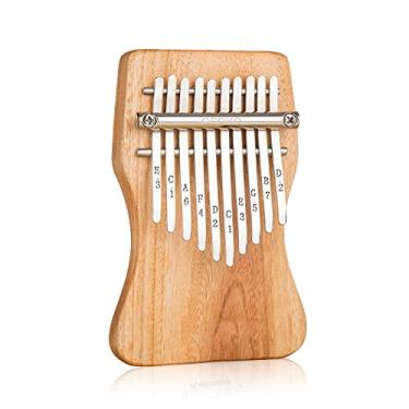 Imagem de 10 teclas kalimba piano de dedo piano de polegar de bolso, teclado de percussão de dedo com instruções e martelo de afinação, para crianças adultos iniciantes marimbas presente musical XiaoManYao